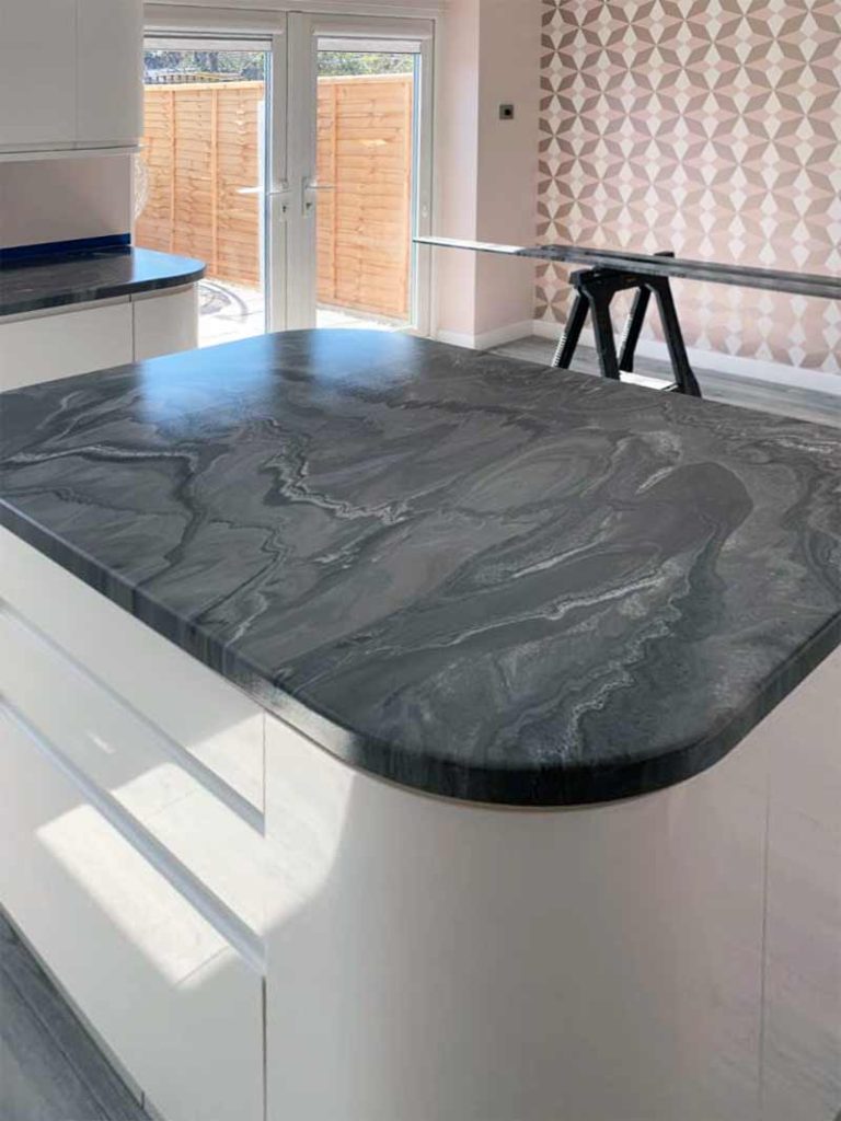 Metallic epoxy resin kitchen worktop installation Coventry by Elite Resin Scapes