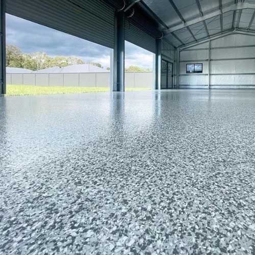 Resin Flake Flooring Leicester installed in an outbuilding by Elite Resin Scapes