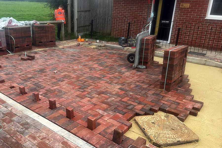 Commercial block paving project on a new housing estate development in the West Midlands.